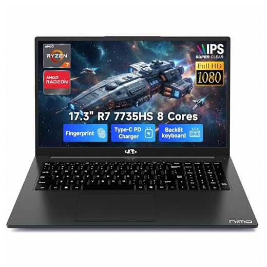 NIMO 17.3" Gaming Laptop, AMD Ryzen 7 7735HS (8 Cores, up to 4.75GHz), 16GB DDR5 RAM, 1TB SSD, Radeon 680M, IPS FHD, 180° View, Wi-Fi 6E, 100W Type-C, Windows 11, Backlit Keyboard Computer