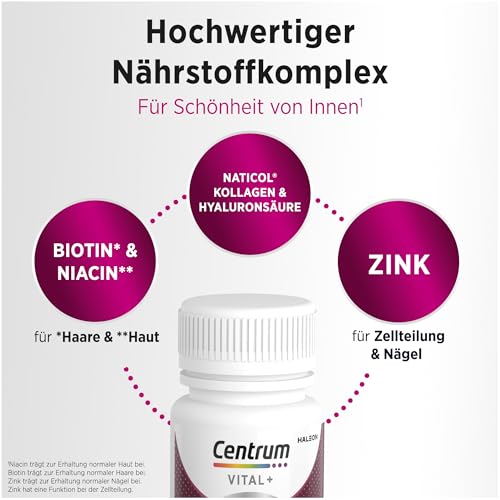 Detailliertes Foto einer Centrum Vital+ Tablette - Detailansicht von Centrum Vital+ Haut Haare Nägel Deal – Dealfoxx.de