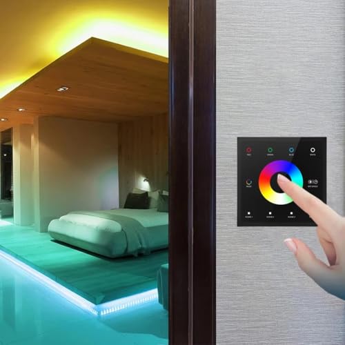 Interruptor LED de pared RGBWW con acabado premium negro y panel de alta gama 4