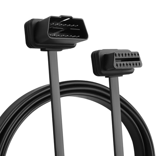 Image of OBD Slim Extension Cable,16 Pin OBD2 Male to Female Ribbon Extension Wire, Diagnostic Universal OBD II Convert Cable (90-Degree 16-pin Male Connector)