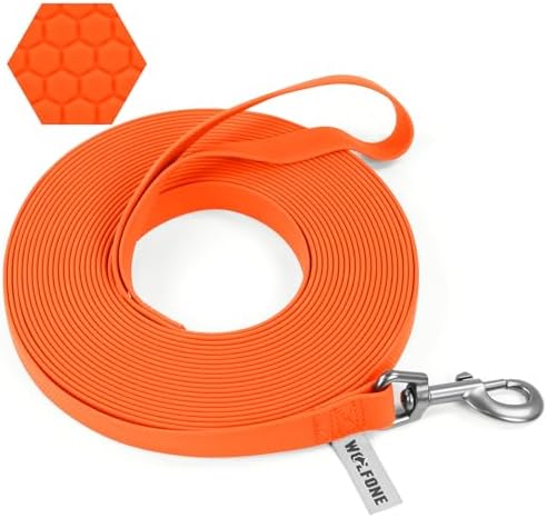 Wolfone Schleppleine 6m für Hunde，Orange | Wasserdicht, Lange Rückruf, Anti-Rutsch-Griff, Heavy Duty robuste Ausbildung, Outdoor-Aktivitäten