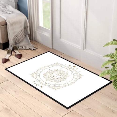 Paillasson lion cartomancie blanc tapis zodiaque astres tarot 75x50 - 3