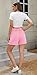 Jouica Womens Casual Cotton Comfy Shorts Elastic Waist Summer Cotton Shorts with Pockets 2024 Fashion Outfits Clothes,Pink,Small
