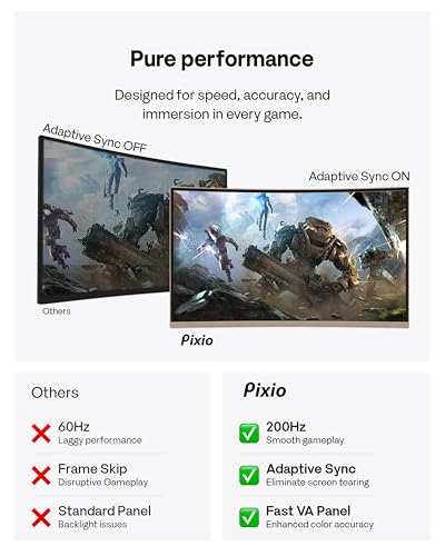 Image of Pixio PXC248WAVE Beige 24 inch 200Hz Refresh Rate FHD 1080p Resolution 1500R Curve Fast VA Panel 1ms GTG Response Time HDR Curved Gaming Monitor and PS1S Wave Blue Beige Monitor Arm