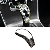RURZTDAKM Car Real Carbon Fiber Gear Shift Head Knob Cover Trim Protector Fit for Volvo XC60 S60L S60 S80L V40 V60 Automotive Interior Accessories (Black Carbon Fiber)