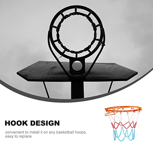 Inoomp Outdoor Basketball Metal Basketball Net 12 3 Replacement Hoop Exercise For Metal Goal Net Steel All Galvanized Basketball Buckles Color Weather Manganese Chain Kid Basketball Kids Basketball #TOP3