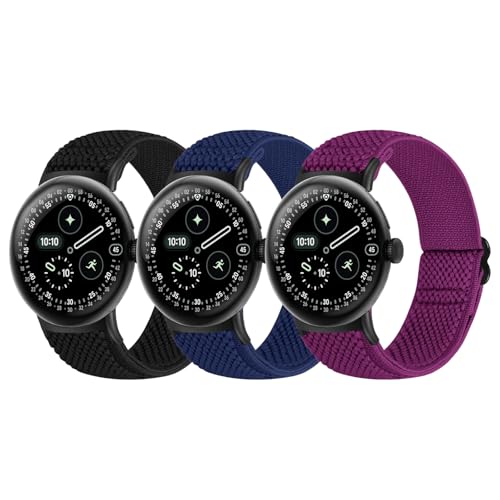 Image of BTTNG Elastic Watch Straps Compatible with Google Pixel Watch 4/3 41mm/Pixel Watch 2/1 Bands for Women Men, Adjustable Stretchy Sport Nylon Bands Replacement Wristbands 3 Pack