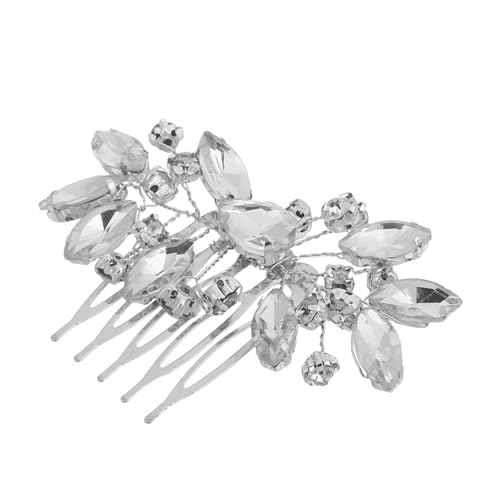 HAMPPLIES 2個手作りブライダルヘアコーム 銀色ラインストーン付き 結婚式用