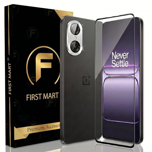 Image of FIRST MART Tempered Glass for Oneplus Nord CE 5 5G with Silver Camera Ring Guard & Installation Kit | HD Clear Edge-to-Edge Screen Protector, Scratch Resistant, Case-Friendly | Pack of 1