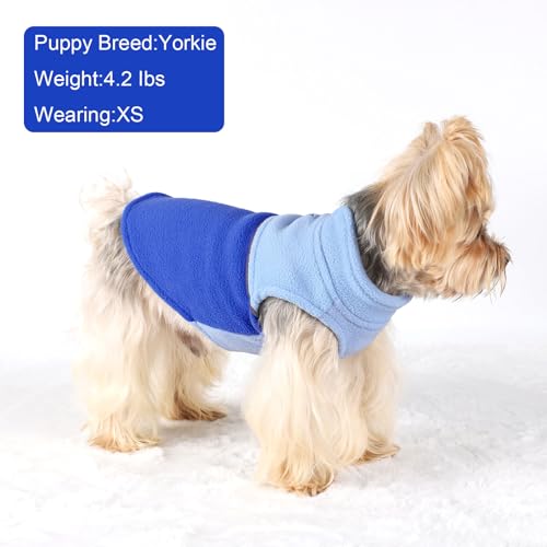 Image of Dog Clothes for Small Dogs Fleece Vest Dog Sweater Boy Girl, Warm Pullover Fleece Doggie Jacket, Winter Pet Ourfit Chihuahua Sweater - Yorkie Clothes (Double Blue, Small)