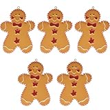 ITART 5pcs Metal Gingerbread Christmas Ornaments 6-Inch Large Gingerbread Man Bakery Hanging Decorative Ornaments for Christmas Tree Decor