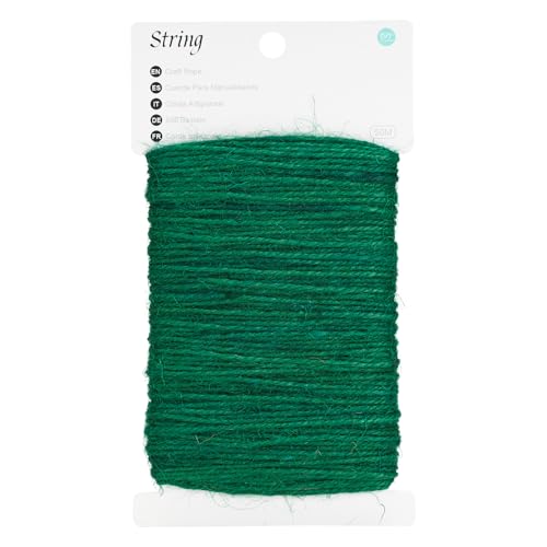 KINGLAKE 50m Garden Twine String Green 2mm Jute Twine Craft String Twine for Crafts Gift wrapping Gardening Packing Christmas Decoration