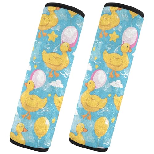 Seat Belt Covers 2 Pack Cute Baby Ducks Car Seat Strap Covers Super Soft Holding Balloons Car Seat Neck Cover for Boys Girls Adults Babies S