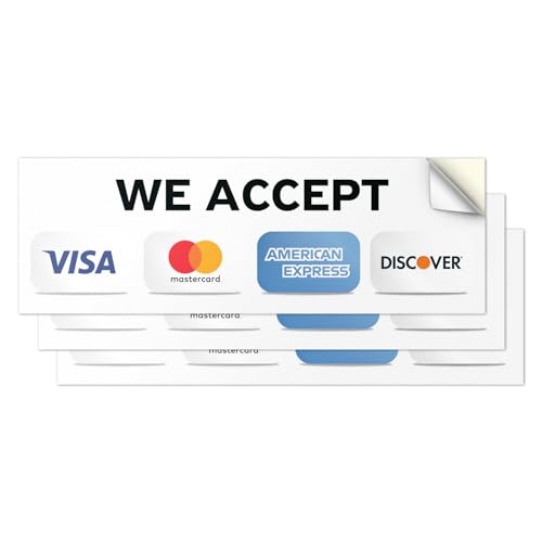 101SignCity 3�� We Accept �N���W�b�g�J�[�h �r�j�[���X�e�b�J�[ (9�C���` x 3�C���`) ? Visa, Mastercard, Amex & Discover���S, ���F���̍����E�B���h�E&�h�A�f�J�[��, ���͂ȔS���h���ϋv���r