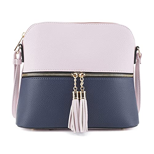 Image of SG SUGU Lunar Lightweight Medium Dome Crossbody Bag Shoulder Bag with Tassel | Zipper Pocket | Adjustable Strap