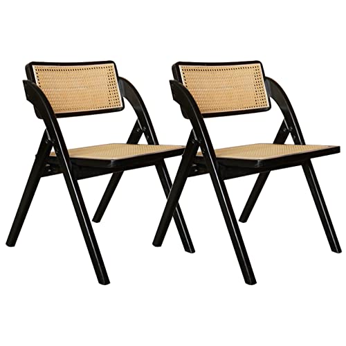 Lxmzgz Modern Folding Chairs Rattan Kitchen Dining Chair,Armless Side Chair For Dining Room Kitchen Balcony Small Space,18" Seat Height (Black) #TOP26