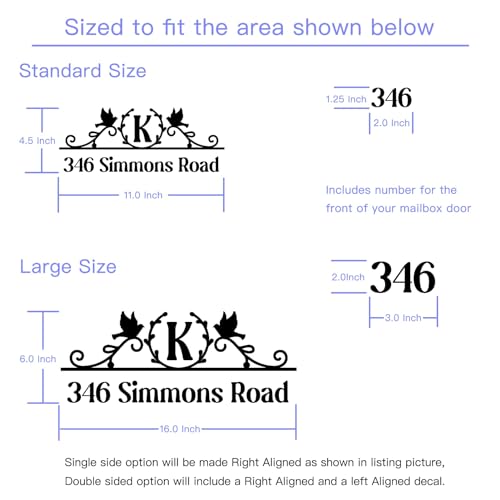 Image of Custom Reflective Mailbox Numbers and Street Address Decal - CMN06