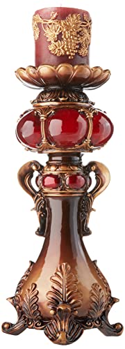 Ok Lighting Candleholder, 16.0", Burgundy #TOP1