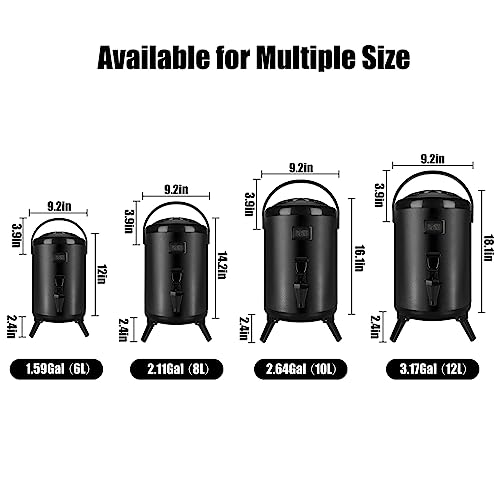 Insulated Beverage Dispenser 12 Qt/3.2 Gallon, Stainless Steel Beverage Dispenser Cold And Hot Drink Dispenser With Thermometer-Spigot For Hot Tea & Coffee, Cold Milk, Water, Juice #TOP6