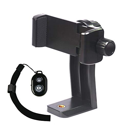 Riqiorod Phone Tripod Holder Head 1/4" Screw Adapter + Bluetooth Remote Camera Shutter, Rotatable Digtal Camera Bracket,Selfie Lens Monopod,Compatible Camcorder Iphone X/Xr/Xs Ma (Tripod Adapter) #TOP1