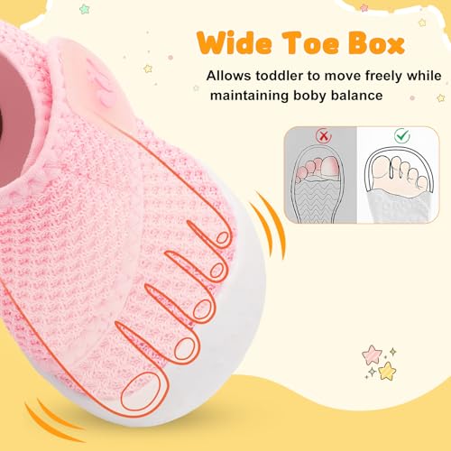 Image of FEETCITY Baby First Walking Shoes Wide Baby Shoes Infant Sneakers Newborn Crib Shoe Barefoot Lightweight Slip On Shoe