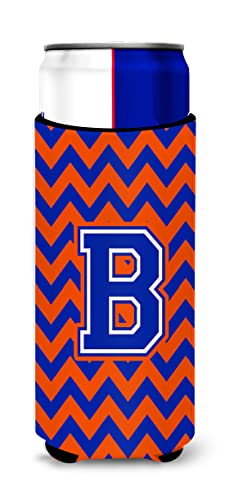 Letter B Chevron Orange and Blue Ultra Beverage Insulators for slim cans CJ1044-BMUK