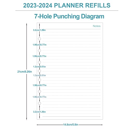 2023-2024 Planner Refills - 2023-2024 Weekly & Monthly Planner Refill, July 2023-June 2024, 7-Hole Punched, Desk Size 4, 5.8" X 8.3", Green Leaf #TOP6