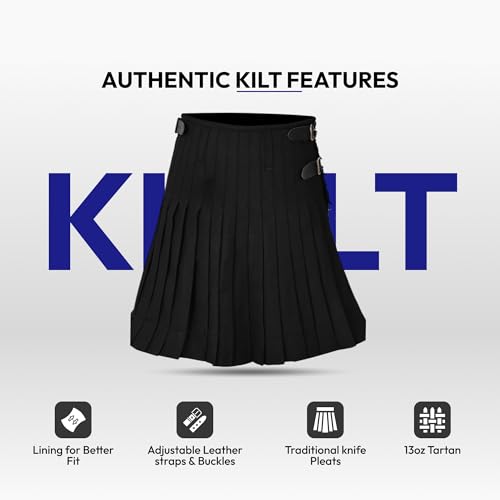 Image of 8 Yard Mens Kilt - Authentic Tartan Kilt for Men Highland Outfit for Weddings & Traditional Scottish Wear