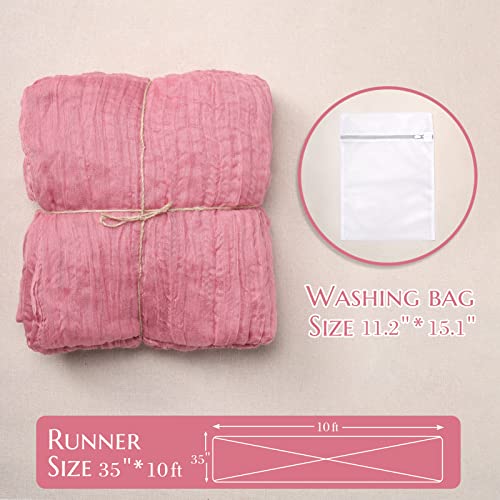 Aivanart 2 Pcs Cheesecloth Table Runner，10Ft Dusty Pink Gauze Table Runner Bulk For Boho Wedding Decorations Birthday Party Bridal Shower Decor #TOP6