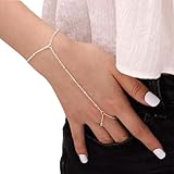 NIDONE Pulsera de Cadena de Mano para Mujer, Pulsera de Anillo de Dedo de Plata Ajustable, joyería Minimalista