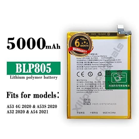 Image of BLP805 Battery for Oppo A53 / 4G /2020 / A53S 2020 / A32 2020 / A54 2021 Battery with 6 Month Warranty**** (R151)