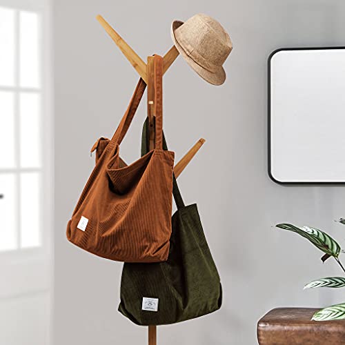 Image of KALIDI Women Corduroy Tote Bag Zipper Casual Tote's Handbag Big Capacity Shoulder Bag with Pockets