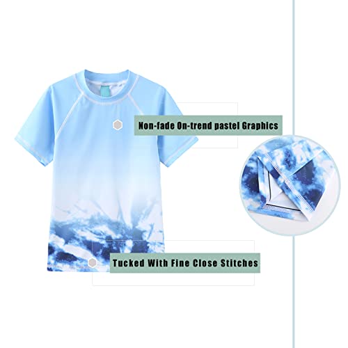 Image of Girls Rash Guard Swimsuits Short Sleeve Swim Shirt for Kids Girls One Piece Bathing Suit Swimwear 7-16 Years