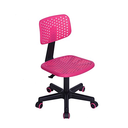 Furniturer Swivel Writing Task Chair Low Mid Back Armless Height Adjustable Computer Desk Chair For Home Office Kindergarten Girls Boys Teens Students,W15.9 X D14.6 X H34.3 (Pink) #TOP12