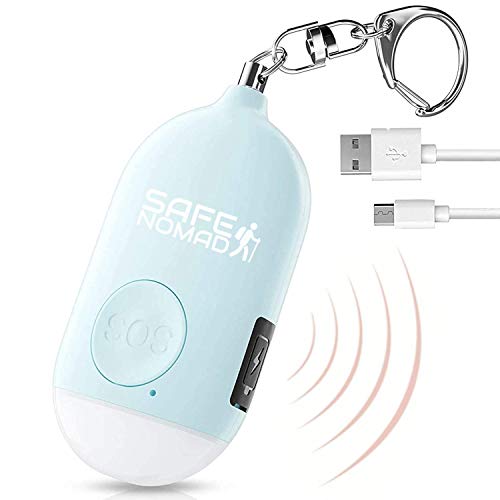 Personal Alarm for Women, Students, Elderly, Dog Walker, Joggers, Lone Workers, Blue Rechargeable, Waterproof, Police-Approved Panic Alarm with LED Flashlight.