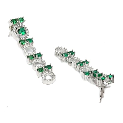 Circular American Diamond Long Necklace Earring Set