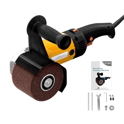 Surface Conditioning Tool 1400W, Burnishing Polishing Machine with 8 Variable Speed, Electric Handheld Stainless Steel Polisher Set, Metal Burnishing Machine Kit with Burnishing Wheel, Yellow