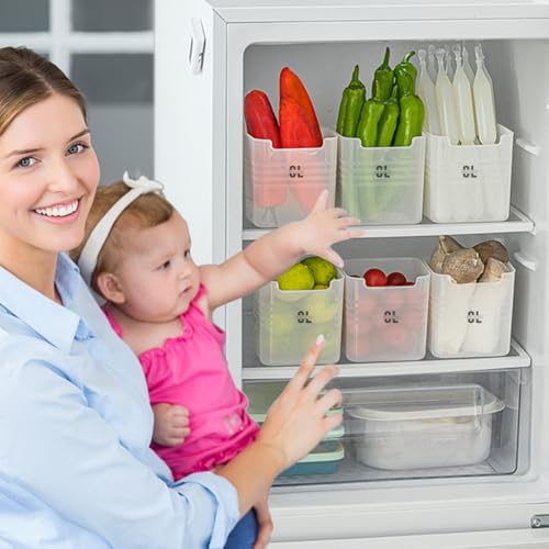 Image of Fridge Side Door Storage Boxes Set of 6 | Transparent ABS Plastic Refrigerator Organizer Bins | Space Saving Multipurpose Freezer-Friendly Containers for Kitchen, Bathroom & Stationery