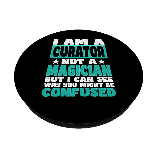 Funny Job Saying for Curator PopSockets Swappable PopGrip, Black - Image 2