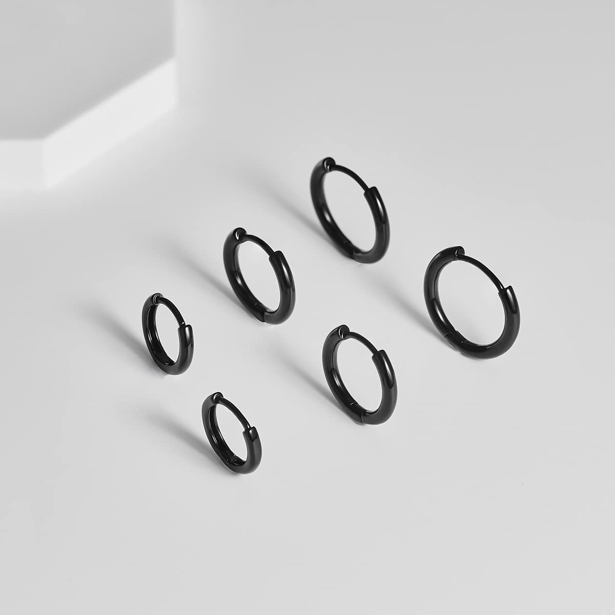 3 pares de aretes de aro chapados en oro de 14 quilates para mujer, aretes de aro minimalistas chapados en oro, arracadas, 3 tamaños, para hombres o mujeres, para regalo, de color oro, plata, oro rosa o negro, ágata 6