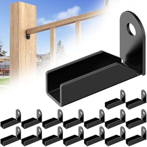 Black Fence Mounting Bracket 1x1 Square Rails 16 Pack