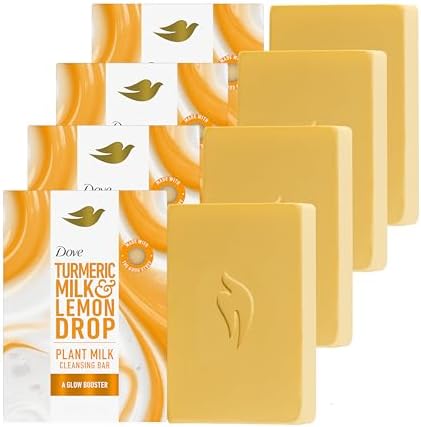Dove Plant Milk Cleansing Bar Soap Turmeric Milk & Lemon Drop 4 Count 5 oz