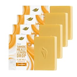 Dove Plant Milk Cleansing Bar Soap Turmeric Milk & Lemon Drop 4 Count 5 oz