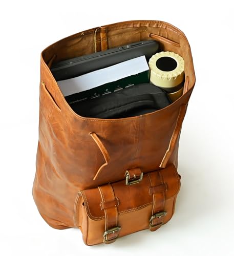 SH SHIFAA HANDICRAFT Leather Backpack for Women & Men Vintage Handmade Travel Rucksack Hiking Bagpack Large 16 Inches Shoulder Laptop Leather Bag2