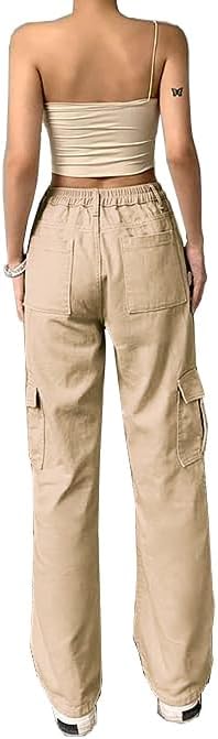 WZIKAI Cargo Pants for Women High Waisted Casual Pants Baggy Wide Leg Trousers Y2K Streetwear with 6 Pockets - Image 3