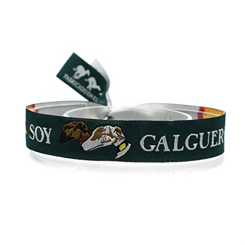BDM Pulsera de tela verde oscuro o rosa de Soy Galguero y bandera de España para hombres y mujeres. Regalo de cumpleaños.