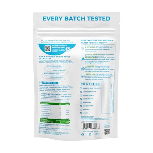 Image of Foodstrong Gut Friendly Plant Protein - Vanilla | 24g Complete Plant Protein with Probiotics, Digestive Enzymes, Prebiotics & Indian Herbs | Vegan | No Sugar | 500g