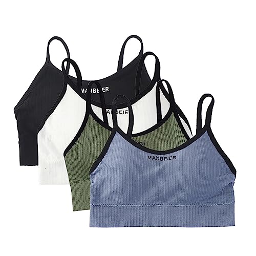 Mersuii Pacote com 4 sutiãs de treinamento acolchoados, top bandeau para meninas, sem costura, top d