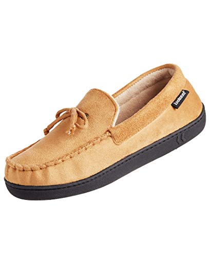Image of isotoner Men's Slip-on Indoor /Outdoor Microsuede Memory Foam Comfort Moccasin Slippers