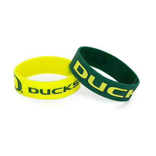 Aminco NCAA Oregon Ducks 2 Pack Wide Bracelets, Team Colors, One Size